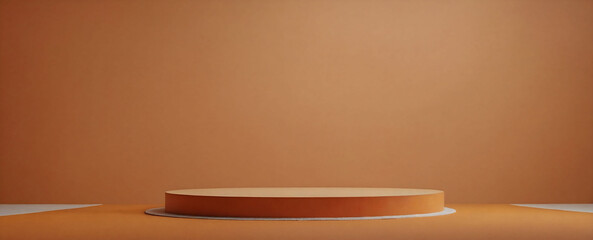 Podium background 3D product platform display orange stage pedestal. Light background 3D podium stand scene studio abstract geometric white base minimal render floor cylinder room shape mockup.