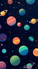 Planets Image, Space, Pattern Style, For Wallpaper, Desktop Background, Smartphone Phone Case, Computer Screen, Cell Phone Screen, Smartphone Screen, 9:16 Format - PNG