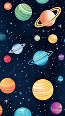Planets Image, Space, Pattern Style, For Wallpaper, Desktop Background, Smartphone Phone Case, Computer Screen, Cell Phone Screen, Smartphone Screen, 9:16 Format - PNG