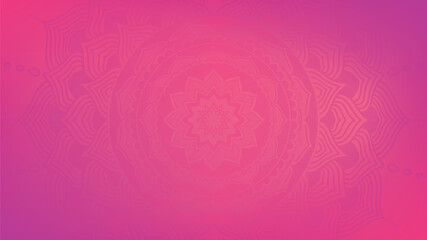 Round mandala on dreamy peach fuzz gradient background. Translucent mesh pattern in the form of a mandala. Mandala with floral patterns. Gradient background with round mandala. 