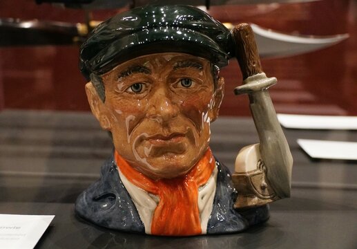 San Antonio, Texas, U.S.A - April 9, 2024 - Closeup of the Royal Doulton "Little Mester Museum Piece" Toby jug