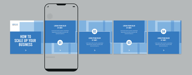 Set of Linkedin Carousel Post, editable social media Instagram carousel post, modern and creative business carousel post template, eps 10. © Graphaxil