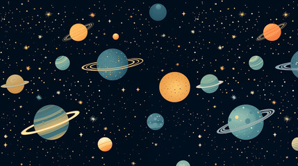Fototapeta premium Image of Planets, Space, Pattern Style, For Wallpaper, Desktop Background, Smartphone Cell Phone Case, Computer Screen, Cell Phone Screen, Smartphone Screen, 16:9 Format - PNG