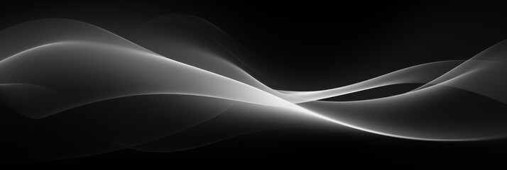 Black and White background, abstract smooth lines on black background, abstract background with copy space