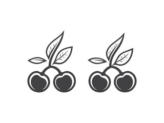 Black cherry set. vector illustration 