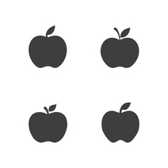 Set of  black apples, vector  illustration