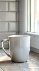 Obraz na płótnie Canvas mug mockup, minimalistic space aesthetic,