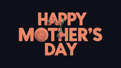 Happy Mothers Day Typography Design with dark background