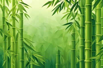 Green bamboo trees background inside the forest. AI Generative