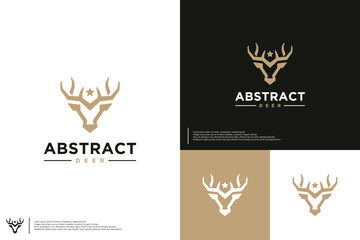 deer head decoration, abstract logo, luxury symbol, logo design template.