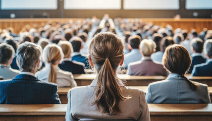 Audience in a Conference Room Listening to Speaker