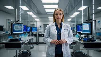 woman scientist working in the medical industry conducting research and testing