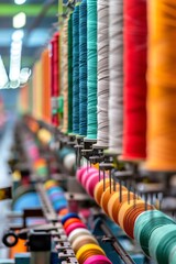 Colorful threads in a textile factory.