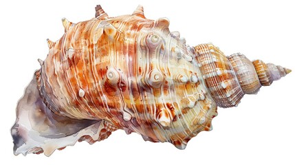 Colorful Auger Shell on White Background Generative AI