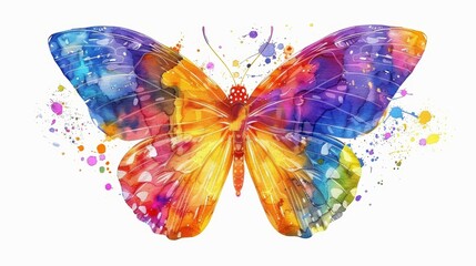 Vibrant Butterfly on White Background Generative AI