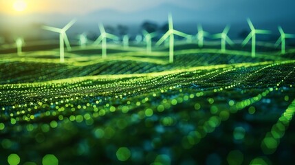 abstract Futuristic green energy background highlighting sustainable innovation