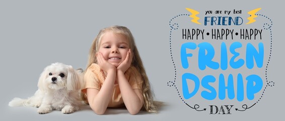 Banner for Happy Friendship Day with little girl and her dog