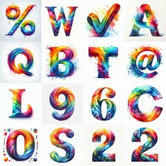 Obraz premium Watercolor bright rainbow colors Lettering Typeface. AI generated illustration