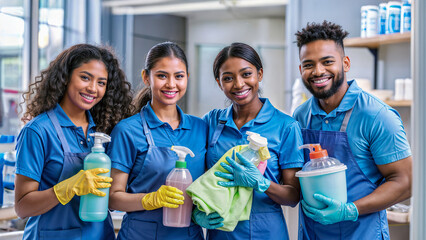 A group of cleaners with detergents.