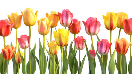 red and yellow tulips on white