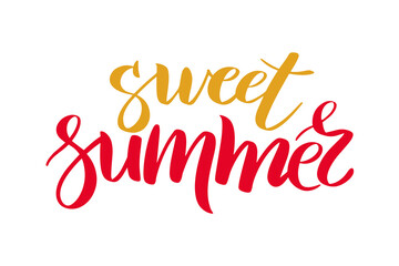 Sweet summer handwriting lettering. Calligraphy design.