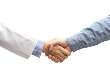 Handshake between a doctor and a patient, trust and health care concept