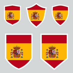 Set of Spain Flag in Shield Shape Frame