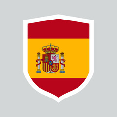 Obraz premium Spain Flag in Shield Shape Frame