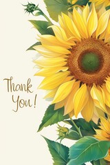 Bright Sunflower Thank You Card Design with Stylish Script Text