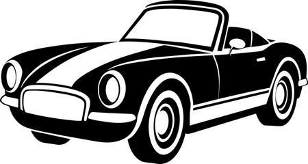 Roadster Classic Car Icon Blue Black Silhouette, Vintage Car, Old Looks , Clip Art, Vector, Transparent Background, Png, Svg