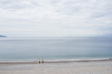 海　水平線　空　淡い　沼津　千本浜海岸　ビーチ　海岸　永久　永遠