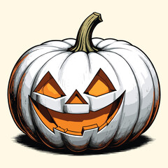 Scary Pumpkin Engraved Illustration Halloween Pumpkin
