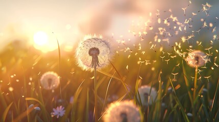 Dandelion Wishes, where puffballs carry hopes and dreams on the wind's gentle breath