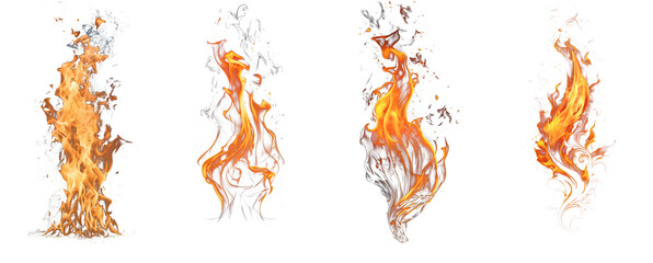 Sizzling Collection of Fire Flame Illustrations, Vividly Captured on a Transparent Background. Explore Diverse, Dynamic Flames in Various Shapes and Sizes for Your Creative Projects.