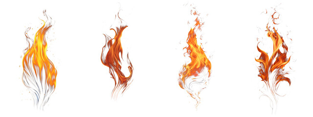 Ignite Your Designs: A Collection of Diverse Fire Flames Isolated on a Transparent Background. Perfect for Adding Fiery Effects to Any Project.