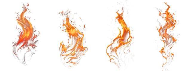 Vivid Flames Collection: A stunning array of isolated fire flames set against a transparent background