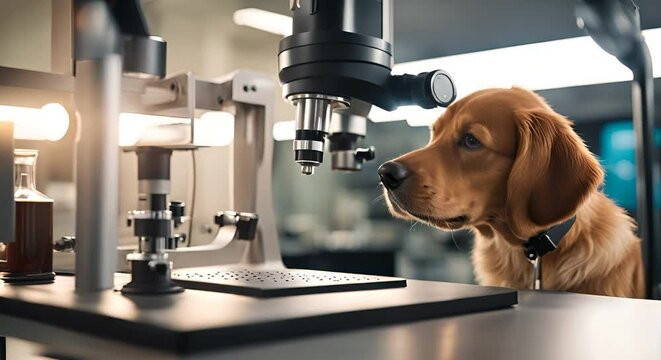 Dog with a microscope.