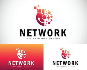 Network logo creative global technology science molecule design concept business