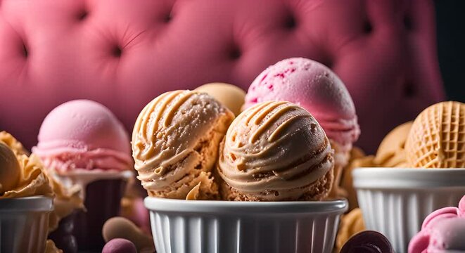Ice cream in an ice cream shop.