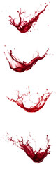 Vivid Red Liquid Splashes Captured in Motion - A Dynamic Collection on Transparent Background