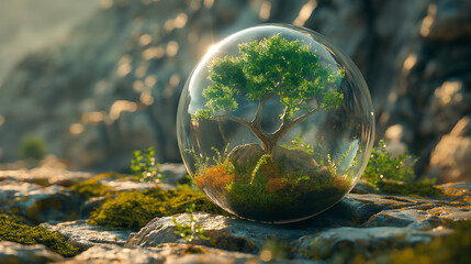 Cities built on the concept of green cities in a desert. Growing plants in greenhouses to protect plants. Desert Plant Research Institute. Plants growing in glass domes.