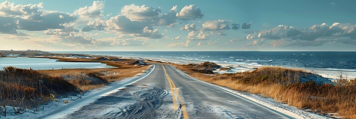 A coastal road on the Pensacola beach area realistic nature and landscape