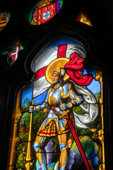 Obraz premium Colorful Stained Glass Window in Sintra Castle in Portugal