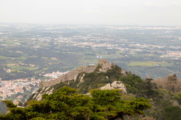 Naklejka premium View of the Moorish Castle from the Moorish Castle in Sintra Portugal