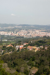 View of Buildings on the Hillside from the Moorish Castle in Sintra Portugal