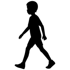 A Boy vector silhouette black color illustration
