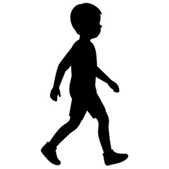 A Boy vector silhouette black color illustration