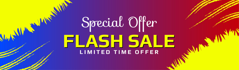 Flash sale shopping promotion abstract advertisement banner or poster design gradient color. 3D Sale banner with text special offer flash sale limited time offer for advertising campaign