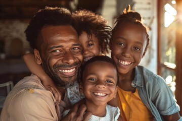 Joyful Family Embrace at Home