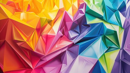 Obraz premium 3d abstract print with polygonal shapes in rainbow colors. Background